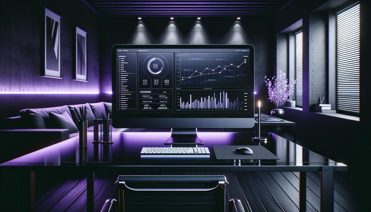 Dashboard analítico con métricas de ROI de inteligencia artificial en entorno profesional
